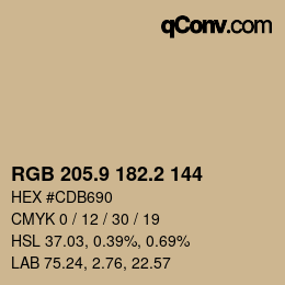 Color code: RGB 205.9 182.2 144 | qconv.com