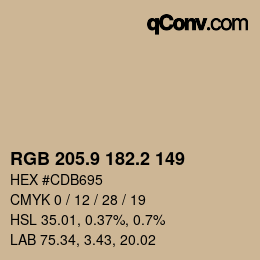 Color code: RGB 205.9 182.2 149 | qconv.com
