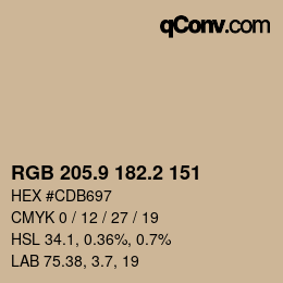 Color code: RGB 205.9 182.2 151 | qconv.com