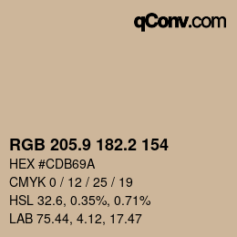 Código de color: RGB 205.9 182.2 154 | qconv.com