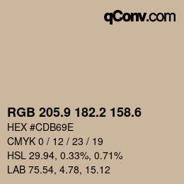 カラーコード: RGB 205.9 182.2 158.6 | qconv.com