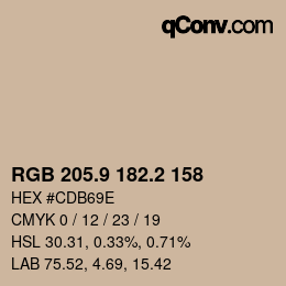 Color code: RGB 205.9 182.2 158 | qconv.com