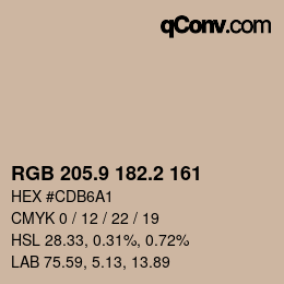 Color code: RGB 205.9 182.2 161 | qconv.com