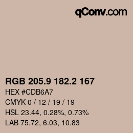 Color code: RGB 205.9 182.2 167 | qconv.com