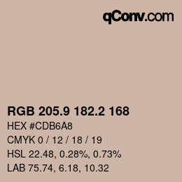Color code: RGB 205.9 182.2 168 | qconv.com