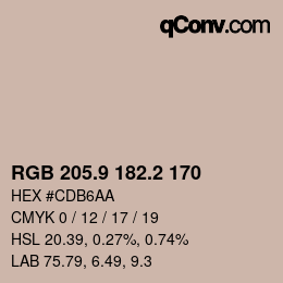 Color code: RGB 205.9 182.2 170 | qconv.com