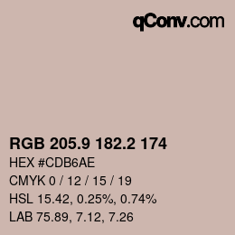 カラーコード: RGB 205.9 182.2 174 | qconv.com