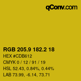 カラーコード: RGB 205.9 182.2 18 | qconv.com