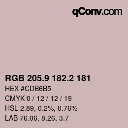 Color code: RGB 205.9 182.2 181 | qconv.com
