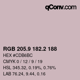 Color code: RGB 205.9 182.2 188 | qconv.com