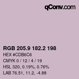 カラーコード: RGB 205.9 182.2 198 | qconv.com