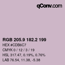 カラーコード: RGB 205.9 182.2 199 | qconv.com
