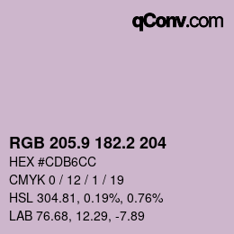 Color code: RGB 205.9 182.2 204 | qconv.com