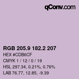 カラーコード: RGB 205.9 182.2 207 | qconv.com