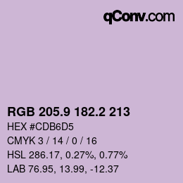 カラーコード: RGB 205.9 182.2 213 | qconv.com
