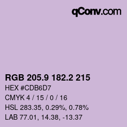 カラーコード: RGB 205.9 182.2 215 | qconv.com