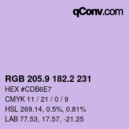 Color code: RGB 205.9 182.2 231 | qconv.com
