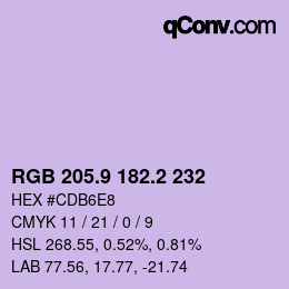 Color code: RGB 205.9 182.2 232 | qconv.com