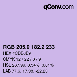 カラーコード: RGB 205.9 182.2 233 | qconv.com