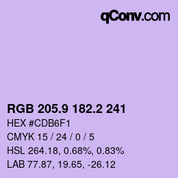 Color code: RGB 205.9 182.2 241 | qconv.com