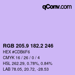 Color code: RGB 205.9 182.2 246 | qconv.com