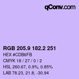 Color code: RGB 205.9 182.2 251 | qconv.com