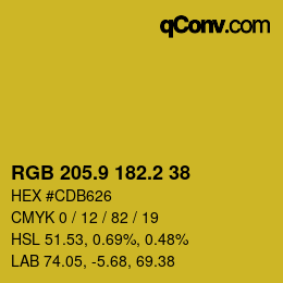 カラーコード: RGB 205.9 182.2 38 | qconv.com