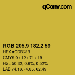 カラーコード: RGB 205.9 182.2 59 | qconv.com