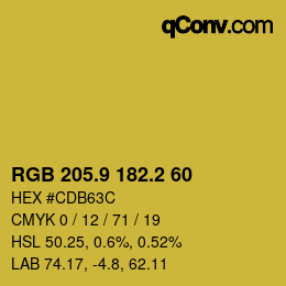 カラーコード: RGB 205.9 182.2 60 | qconv.com