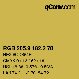 カラーコード: RGB 205.9 182.2 78 | qconv.com