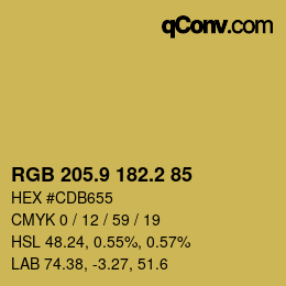 カラーコード: RGB 205.9 182.2 85 | qconv.com
