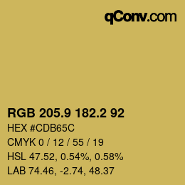 カラーコード: RGB 205.9 182.2 92 | qconv.com