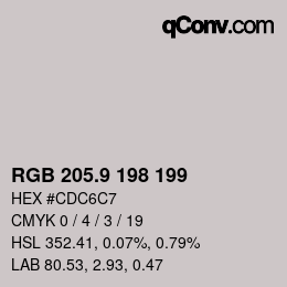 Color code: RGB 205.9 198 199 | qconv.com