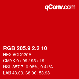 カラーコード: RGB 205.9 2.2 10 | qconv.com