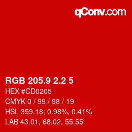 カラーコード: RGB 205.9 2.2 5 | qconv.com