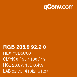 Farbcode: RGB 205.9 92.2 0 | qconv.com