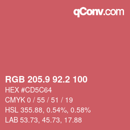 Color code: RGB 205.9 92.2 100 | qconv.com