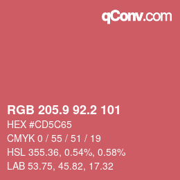 Color code: RGB 205.9 92.2 101 | qconv.com