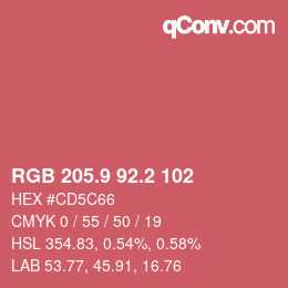 カラーコード: RGB 205.9 92.2 102 | qconv.com