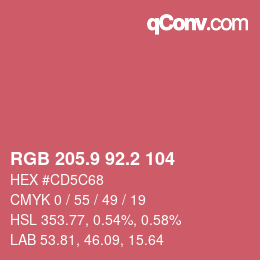 カラーコード: RGB 205.9 92.2 104 | qconv.com