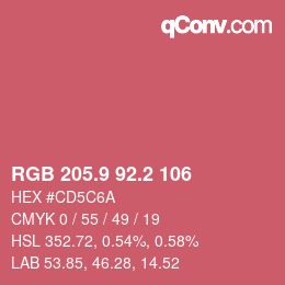 カラーコード: RGB 205.9 92.2 106 | qconv.com
