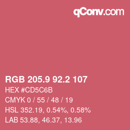 カラーコード: RGB 205.9 92.2 107 | qconv.com