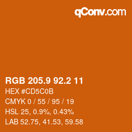 カラーコード: RGB 205.9 92.2 11 | qconv.com