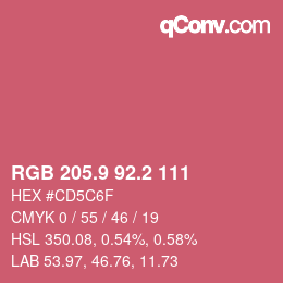 カラーコード: RGB 205.9 92.2 111 | qconv.com