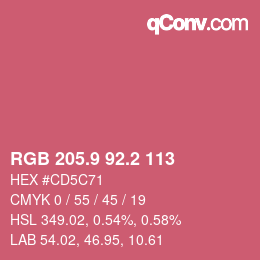 カラーコード: RGB 205.9 92.2 113 | qconv.com