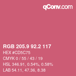 カラーコード: RGB 205.9 92.2 117 | qconv.com