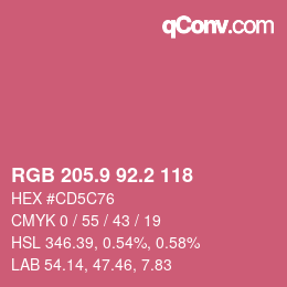 カラーコード: RGB 205.9 92.2 118 | qconv.com