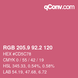 カラーコード: RGB 205.9 92.2 120 | qconv.com