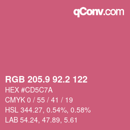 カラーコード: RGB 205.9 92.2 122 | qconv.com