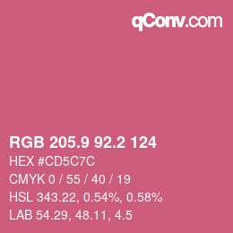 カラーコード: RGB 205.9 92.2 124 | qconv.com
